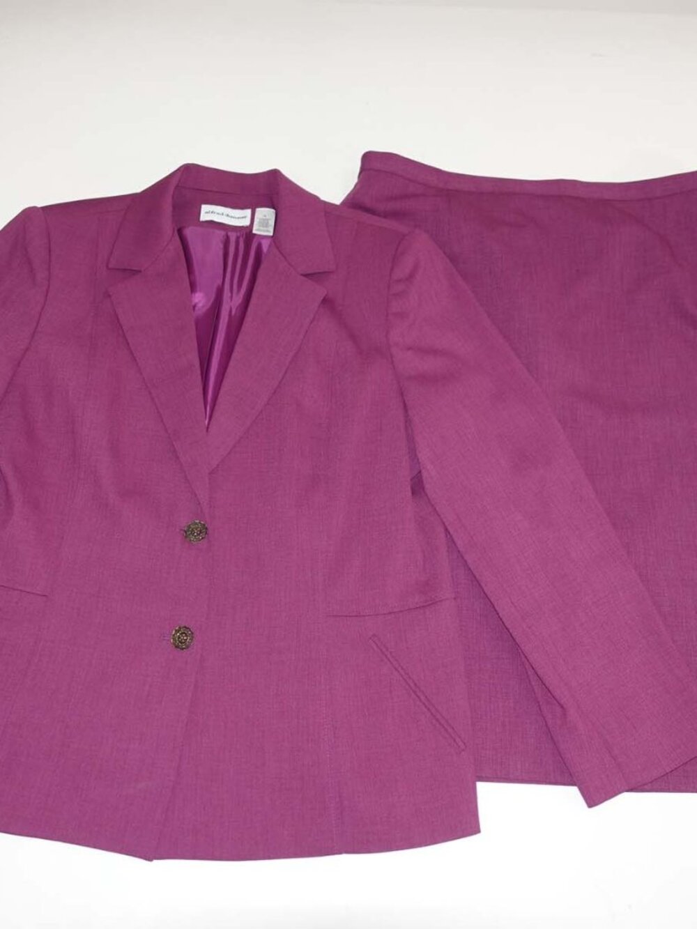 Alfred Dunner Women's 2 Button Blazer Skirt Suit Size 18 Plum Purple Lined